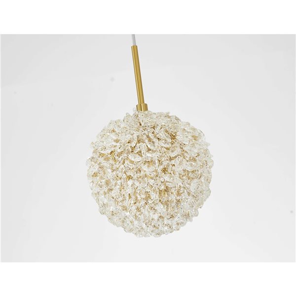 Bethel International 1-Light Brass Transitional Steel Single Pendant Light w/ Clear Crystals