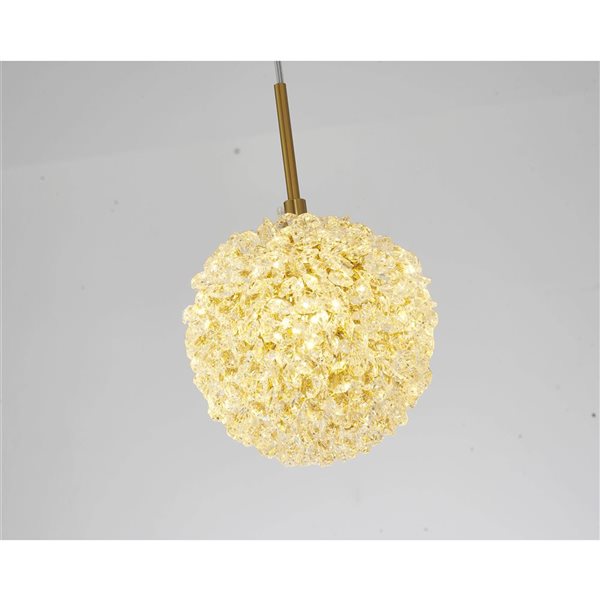 Bethel International 1-Light Brass Transitional Steel Single Pendant Light w/ Clear Crystals