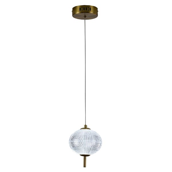 Bethel International 1-Light 5-in H Brass Transitional Dimmable LED Single Pendant Light w/ Clear PC Shade