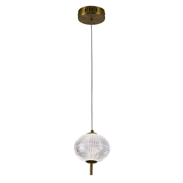 Bethel International 1-Light 5-in H Brass Transitional Dimmable LED Single Pendant Light w/ Clear PC Shade