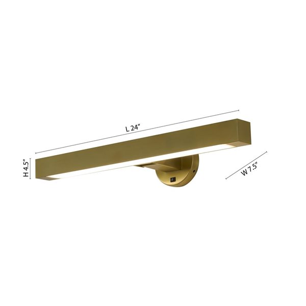 Bethel International 4-Light 24-in W Satin Brass Wall Sconce w/ White Frosted Acrylic Diffuser