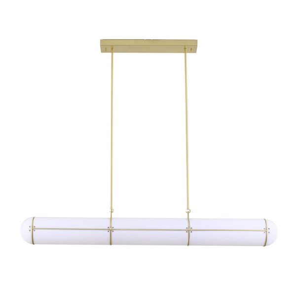 Bethel International 1-Light Satin Brass Transitional Metal LED Pendant Light w/ White Acrylic Frosted Diffuser