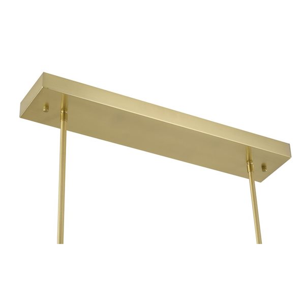 Bethel International 1-Light Satin Brass Transitional Metal LED Pendant Light w/ White Acrylic Frosted Diffuser