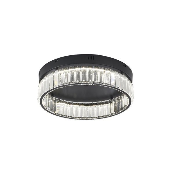 Bethel International 1-Light 16-in L Black Dimmable LED Flush Mount Light w/ Clear Crystals
