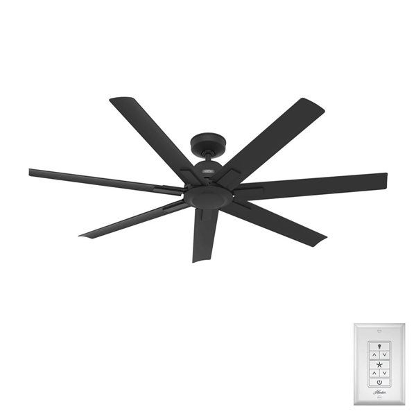Hunter Downtown 60-in 7-Blade Matte Black Indoor/Outdoor Modern Ceiling Fan - 8045 CFM