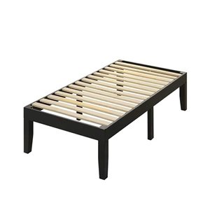 Brassex Addicus Twin Platform Bed Base w/ Wooden Frame - Black
