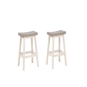 Set of 2 Brassex Ashanti Counter Stool w/ Rubber Wood Frame - Grey/White