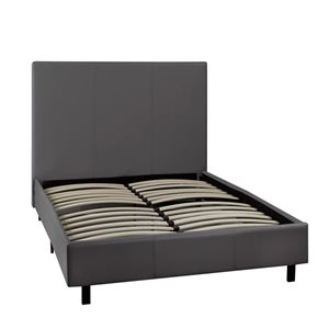 Brassex Noah Twin Platform Bed Base w/ Upholstered Frame - Grey
