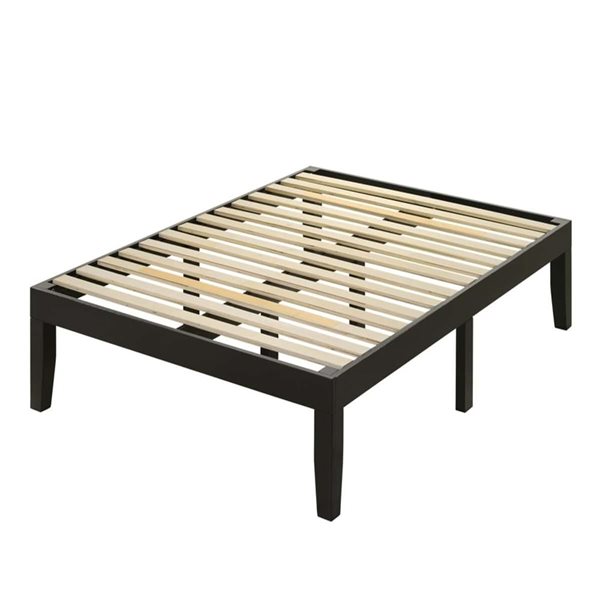 Brassex Addicus Full Platform Bed Base w/ Wooden Frame - Black