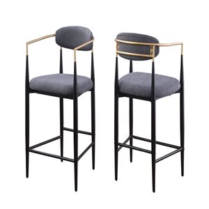 Set of 2 Brassex Mykos Counter Stools w/ Metal Frame - Grey