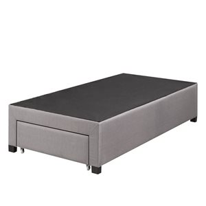 Brassex Bradley Twin Platform Bed Base w/ Upholstered Frame - Grey