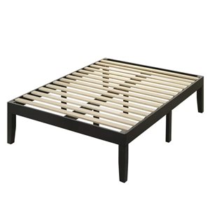 Brassex Addicus Queen Platform Bed Base w/ Wooden Frame - Black