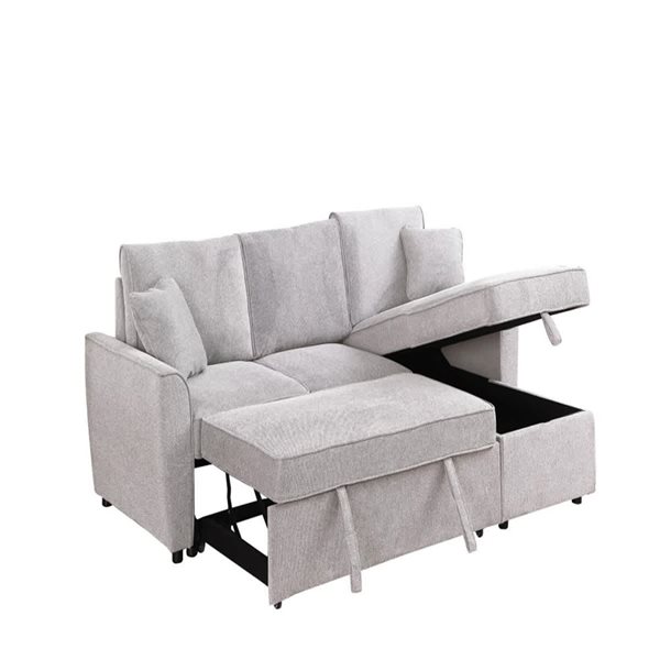 Brassex Aria Sleeper Sofa Bed w/ 2 Accent Cushions - Beige