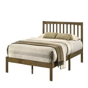 Brassex Odessa Full Platform Bed Base w/ Wood Frame - Antique Walnut