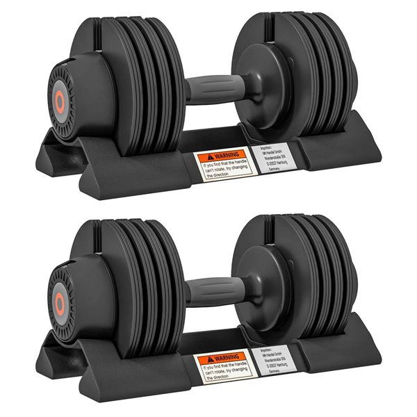 Soozier 4-Level Adjustable Steel Dumbbells with Tray, 2 x 22 lb