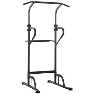 Soozier Freestanding Steel Power Tower with Adjustable Height for Home Gym - Black