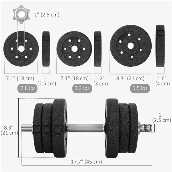 Soozier 55 lb Adjustable Steel Dumbbells