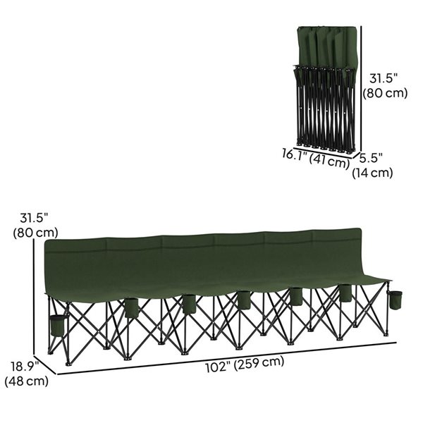 Outsunny 6 Seat Folding Camping Chair - Dark Green