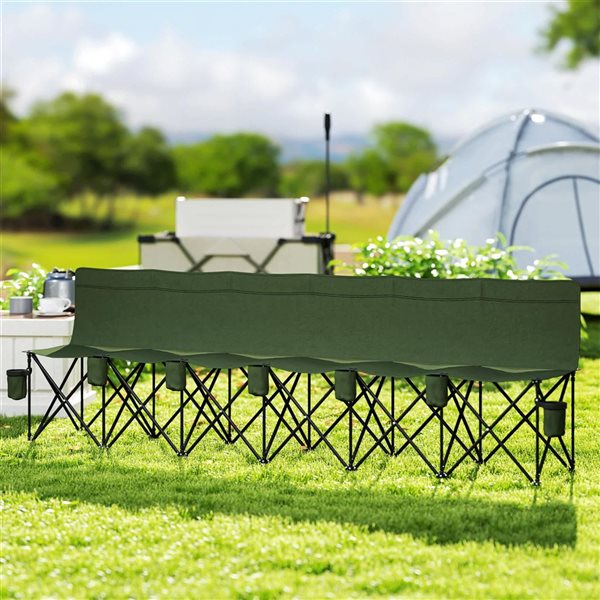 Outsunny 6 Seat Folding Camping Chair - Dark Green