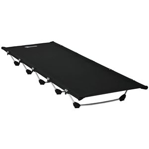 Lit de camp pliable Outsunny avec cadre en aluminium et sac de transport, noir