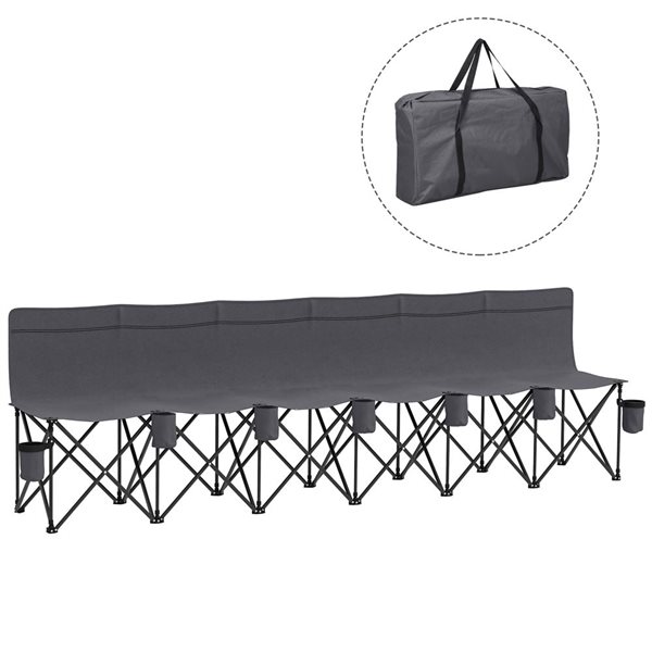 Outsunny 6 Seat Folding Camping Chair for Camping - Dark Grey