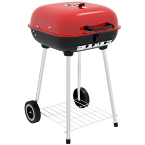 Outsunny Charcoal Barbecue Grill - Red