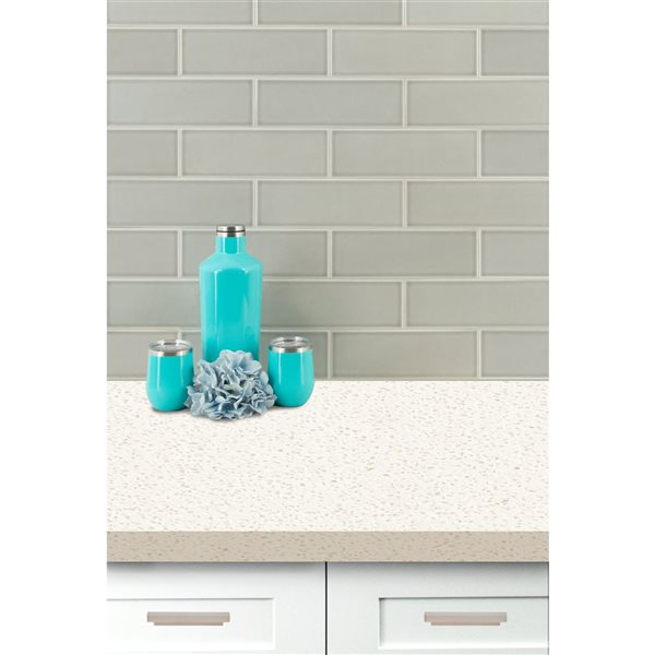 Ackland Dovestone 8-Pack 3 x 6-in Grey Glossy Handcrafted Glazed Subway Ceramic Wall Tile