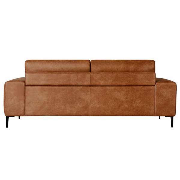 Primo International Shonda 84-in W Tan Faux Leather Modern Sofa w/ Black Metal Legs
