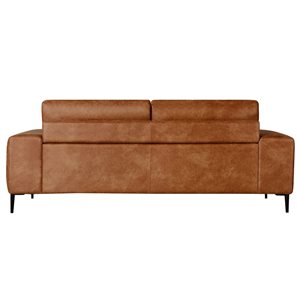 Primo International Shonda 84-in W Tan Faux Leather Modern Sofa w/ Black Metal Legs