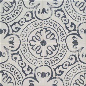 Boîte de 12 carreaux de porcelaine émaillée Caliz Ackland 8 x 8 po en bleu Cavira mat encaustique pour plancher et mur