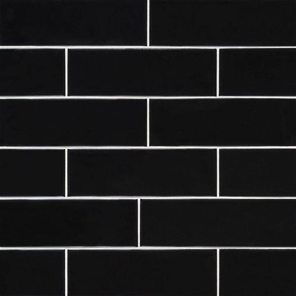 Ackland Zavrin 30-Pack 4 x 12-in Black Glossy Glazed Subway Ceramic Wall Tile