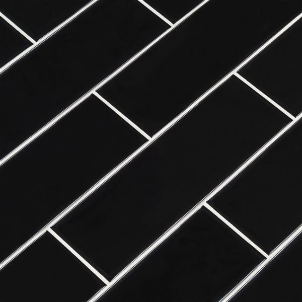 Ackland Zavrin 30-Pack 4 x 12-in Black Glossy Glazed Subway Ceramic Wall Tile