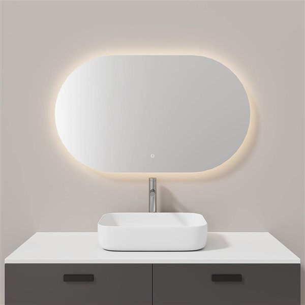 Jade Bath 29-in Oval Wall-Hung Back-Lit LED Mirror
