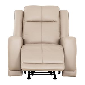 Primo International Mattheo 37-in W Taupe Faux Leather Upholstered Rocker Recliner Armchair