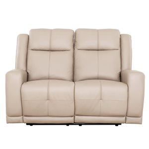 Primo International Mattheo 57-in W Taupe Faux Leather Reclining Loveseat