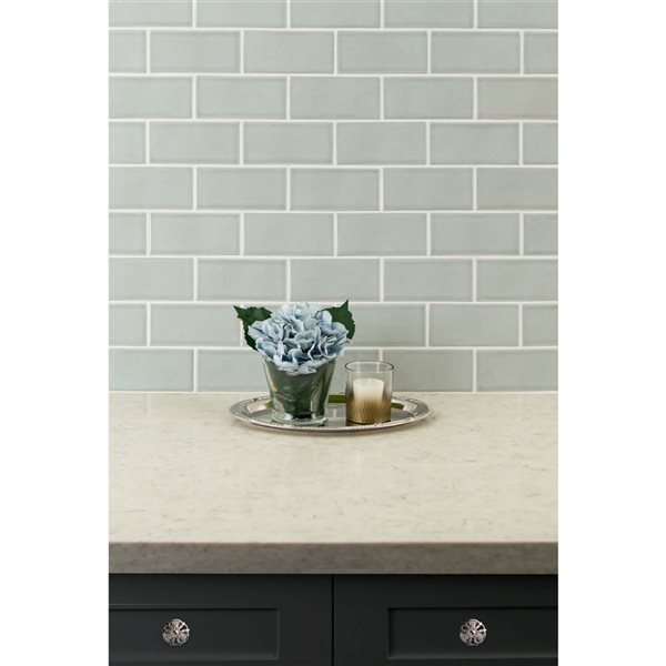 Ackland Smoky Mist 8-Pack 3 x 6-in Grey Glossy Handcrafted Glazed Subway Ceramic Wall Tile