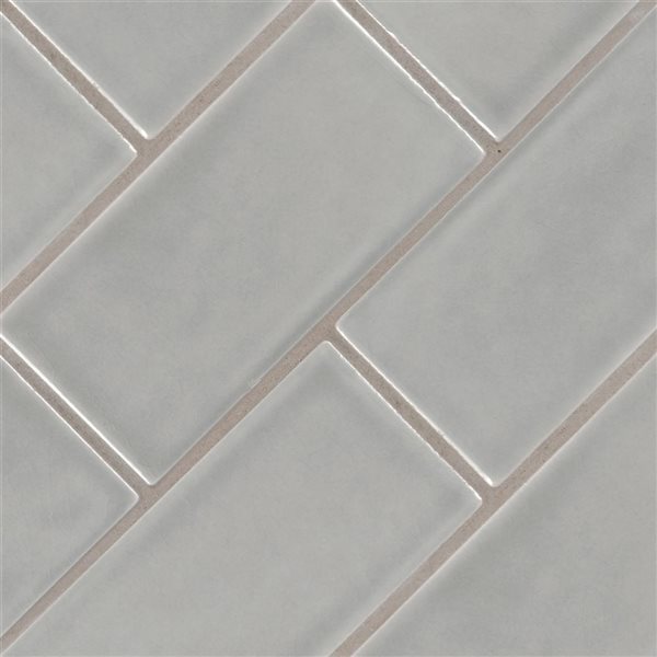 Ackland Smoky Mist 8-Pack 3 x 6-in Grey Glossy Handcrafted Glazed Subway Ceramic Wall Tile