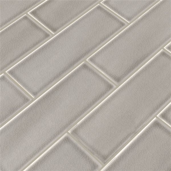 Ackland Dovestone 15-Pack 4 x 12-in Grey Glossy Handcrafted Glazed Subway Ceramic Wall Tile