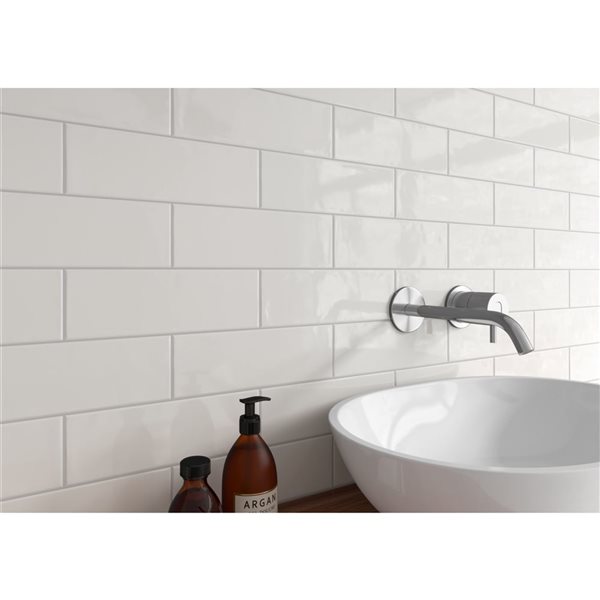 Ackland Zavrin 30-Pack 4 x 12-in White Glossy Glazed Subway Ceramic Wall Tile