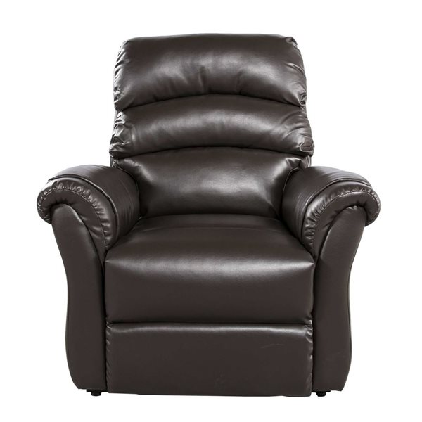 Primo International Fresna 35-in W Dark Brown Bonded Leather Upholstered Power Lift Recliner Armchair w/ Remote