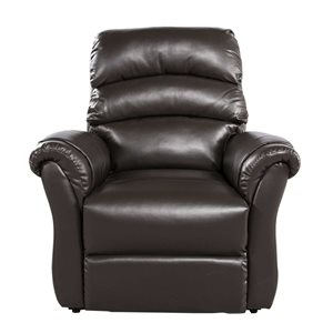 Primo International Fresna 35-in W Dark Brown Bonded Leather Upholstered Power Lift Recliner Armchair w/ Remote