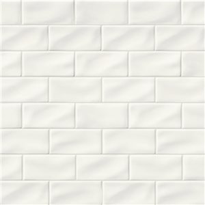 Boîte de 8 carreaux en céramique artisanale émaillée Satin Snow Ackland 3 x 6 po en blanc lustré style Subway pour murs