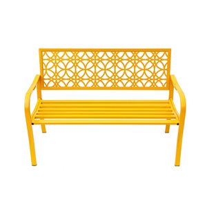 Hi-Line Gift Ltd. Sunny Yellow Serenity 50 W x 33-in L Yellow All-Steel Garden Bench