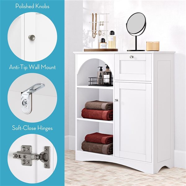 RiverRidge Home Bristol Linen and Laundry Storage Cabinet w/ 1 Drawer and Adjustable Shelves - White