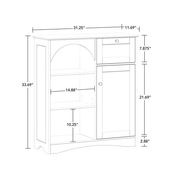 RiverRidge Home Bristol Linen and Laundry Storage Cabinet w/ 1 Drawer and Adjustable Shelves - White