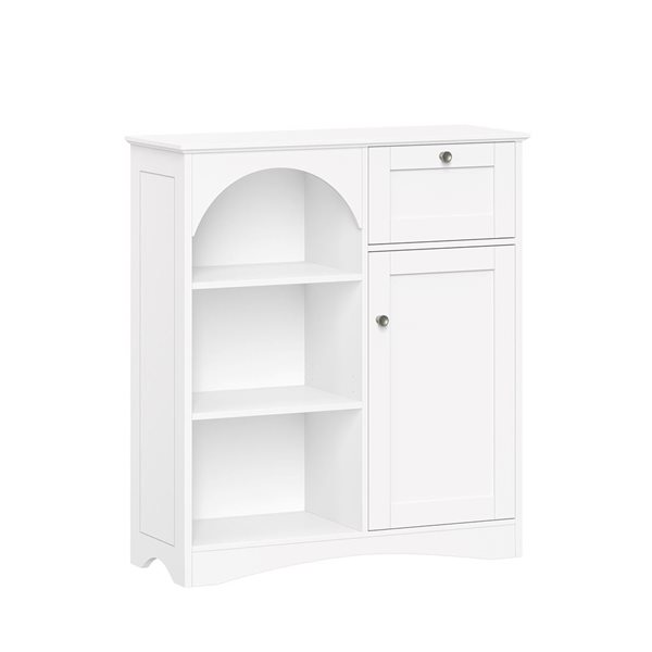 RiverRidge Home Kitchen Sideboard Kitchen Cabinet w/ 1 Door and 1 Drawer + Adjustable Shelves - White