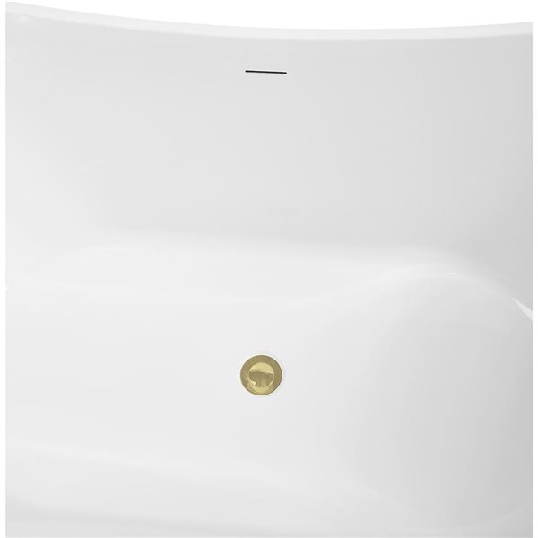 Streamline 67-in Glossy Black Freestanding Oval Bathtub and Tray w/ Polished Brass Centre Pop-Up Drain - 53-gal.