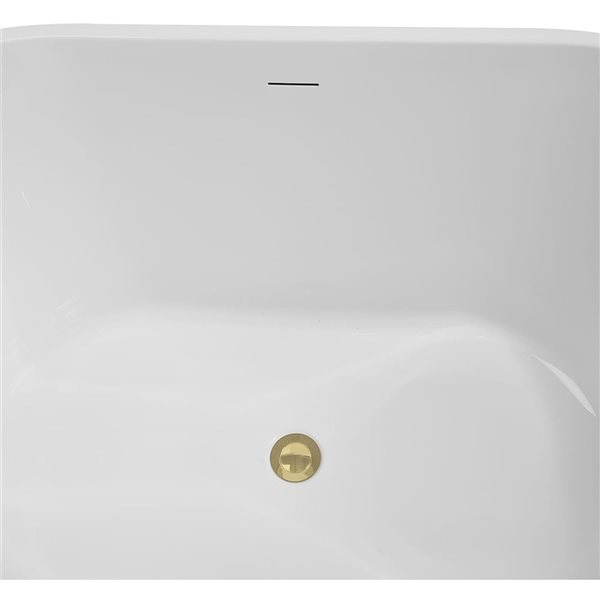 Streamline 54-in Glossy Black Freestanding Oval Bathtub and Tray w/ Polished Brass Centre Pop-Up Drain - 46-gal.