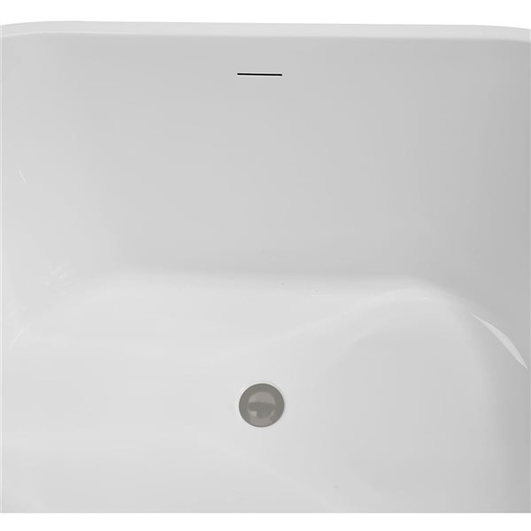 Streamline 54-in Glossy Black Freestanding Oval Bathtub and Tray w/ Brushed GunMetal Centre Pop-Up Drain - 46-gal.