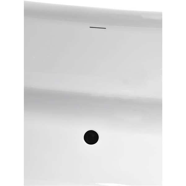 Streamline 59-in Glossy Black Freestanding Bathtub and Tray w/ Matte Black Centre Pop-Up Drain - 56-gal.